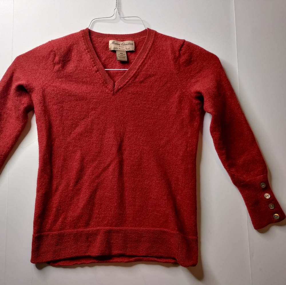 Marissa Christina 100% Italian Merino wool ribbed sweater petite small